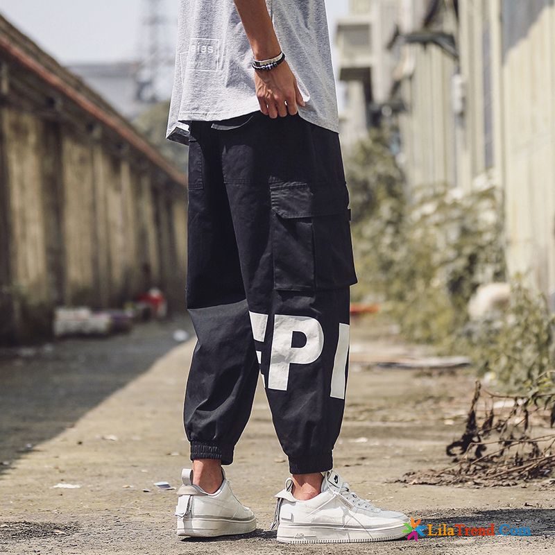 Cargohose Herren Blau Hiphop Lose Neunte Hose Werkzeugbau Billig