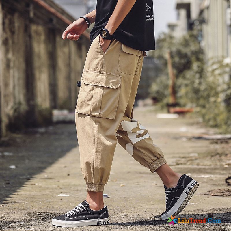 Cargohose Herren Blau Hiphop Lose Neunte Hose Werkzeugbau Billig