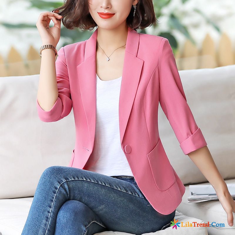 Damen Blazer Weste Grau Dünn Rote Überzieher Rosa Mantel Günstig