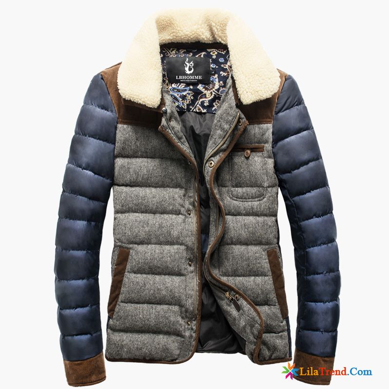 Winterjacken Für Herren Wolle Schlank Daunenjacke Spleißen Winterkleidung Kaufen